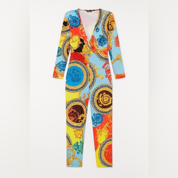 Designer-Inspired Baroque Print Jumpsuit – Size 2X - Picture 1 of 11